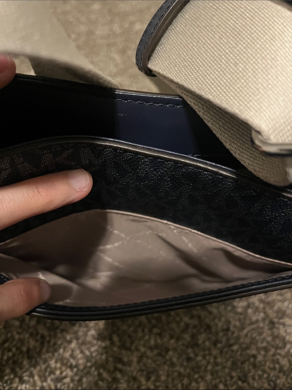 Michael Kors Navy and White Stripe Logo Crossbody - Picture 5 of 5